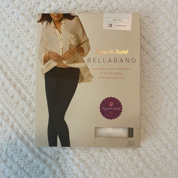 NWT Ingrid & Isabel Maternity Bellaband Size 2 White Belly Band To Expand Jeans - Picture 1 of 3